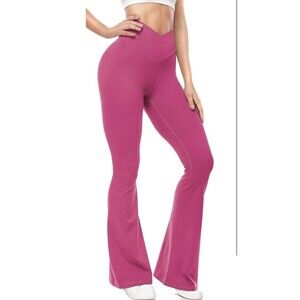 Flare Leggings for Women Tummy Control, V Crossover High Waisted Yoga Pants SML
